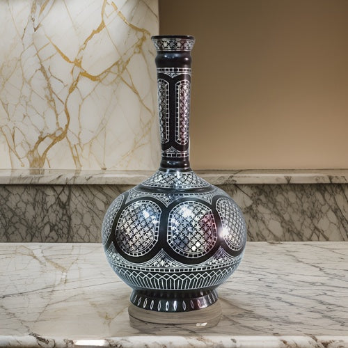 Bidri Silver Inlay Legacy Vase 03 (9inch)