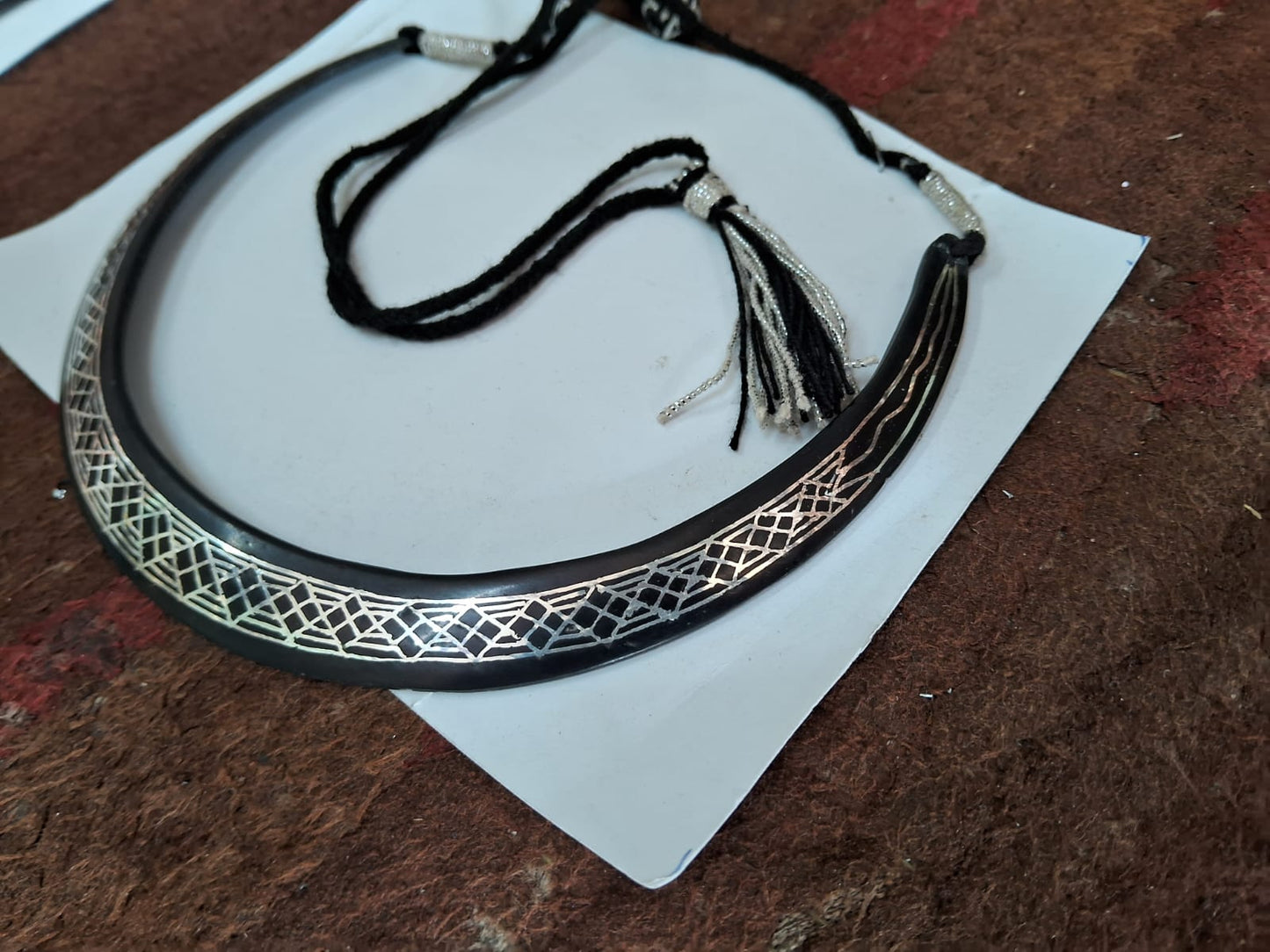 Bidri Silver Inlay Tarkashi Necklace | Bidri Work | Bidri Art