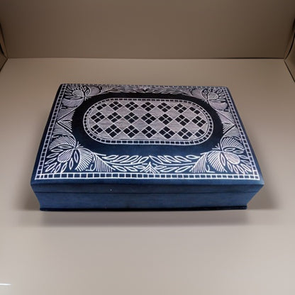 Bidri  Silver Inlay Art Box (6inch)