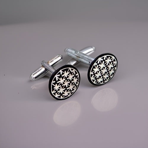 Bidri Silver Inlay Cufflinks Pair | Bidri Work | Bidri Art