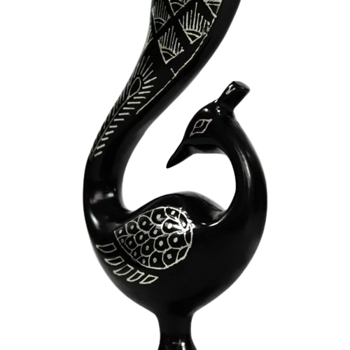Bidri Silver Inlay Peacock vase