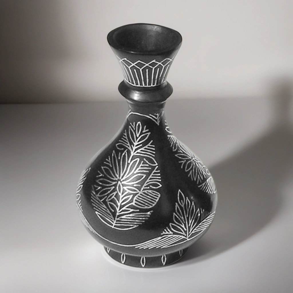 Bidri Silver Inlay Flower Vase Tarkashi Small | Bidri Work | Bidri Art