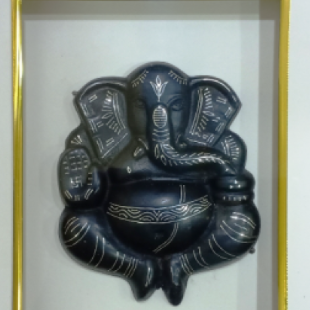 Bidri Silver Inlay Ganpati Frame