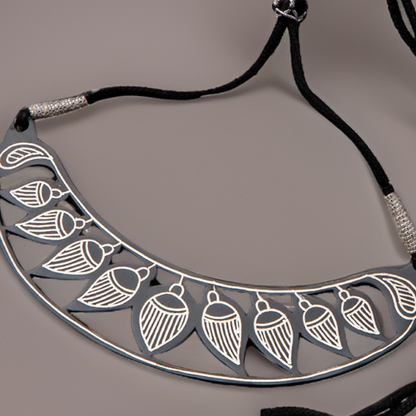 Bidri Silver Inlay Paisley Pattern Necklace