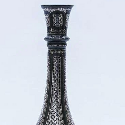 Bidri Silver Inlay Shahnai Vase (9inch)