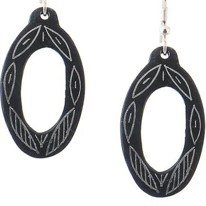 Bidri Silver Inlay Oval Shape Earrings Pair | Bidri Work | Bidri Art