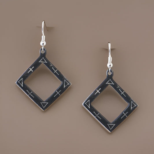 Bidri Silver Inlay Unique Earrings Pair