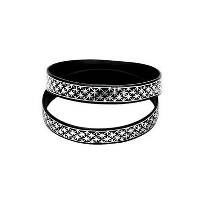 Bidri Silver Inlay Double Star Work Broad Bangle Pair | Bidri Work | Bidri Art