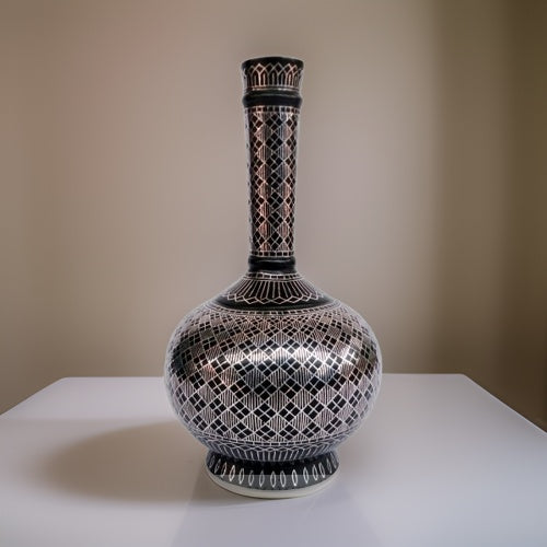 Bidri Silver Inlay Legacy Flower Vase Big (9inch)